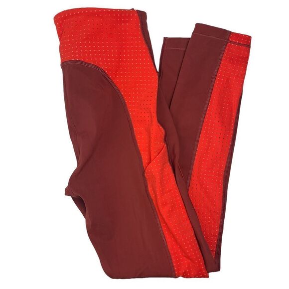Athleta Red Orange Mesh Lining Pockets Activewear Ultimate 7/8 Tight Size XS - Picture 1 of 7